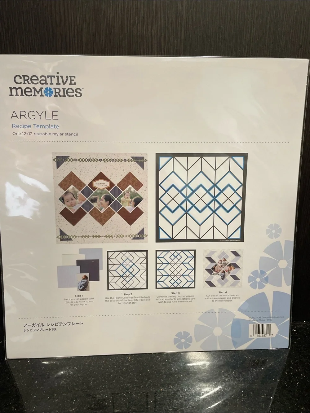 Creative Memories Argyle Recipe Template 12x12 Reusable Stencil Brand New